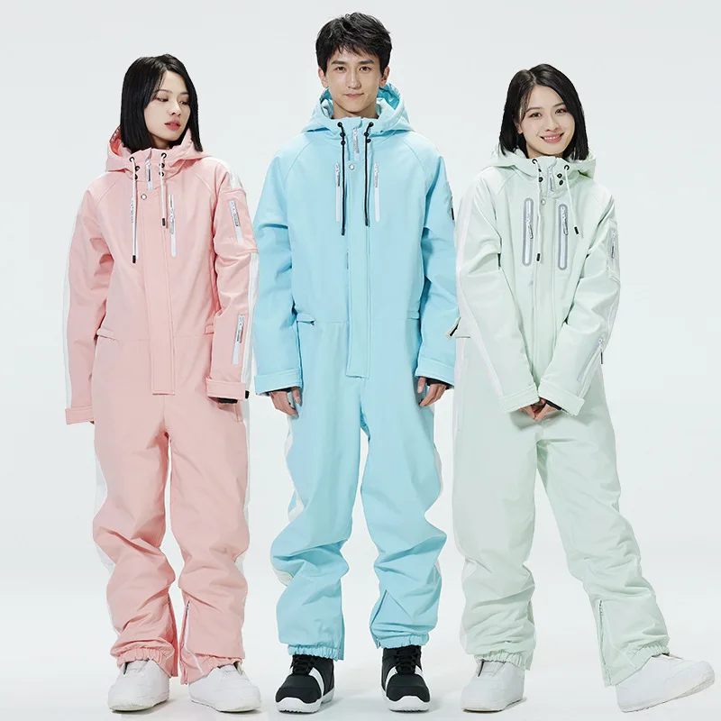 

2023 New One-piece Ski Suit Men Women Ski Jumpsuit Outdoor Windproof Waterproof Ski Overall Snowboarding Suit Ski Jacket+Pants