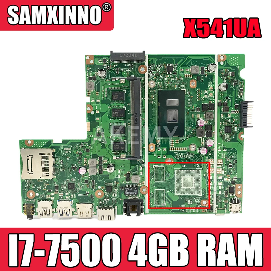 

Материнская плата X541UAK с процессором I7-7500, 4 Гб DDR4 RAM для ASUS X541U X541UA X541UAK X541UVK X541UV X541UJ, протестированная Материнская плата ноутбука