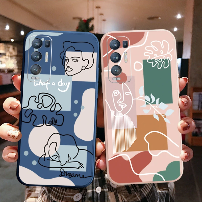 

For OPPO Reno2 Z F Reno6 Z 5 Pro 5G Reno 4 4G Simple Portrait Straight Edge Silicone Protective Cover