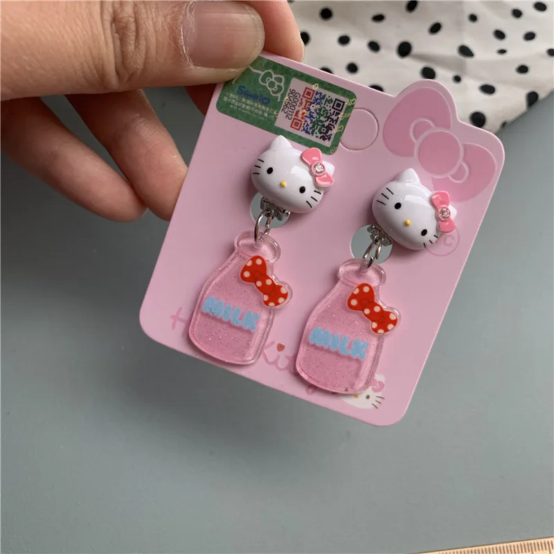 

Cartoon Hello Kitty Earrings Non-Piercing Ear Clip Children's Princess Earrings Baby Painless Earrings Birthday Gift