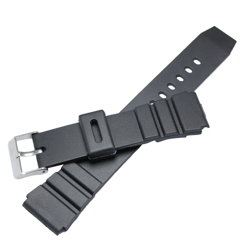 Watch Band Strap For Casio Black Sport Diving Watchband 18 20 22mm Men Silicone Bracelet With Silver Stainless Steel Pin Buckle