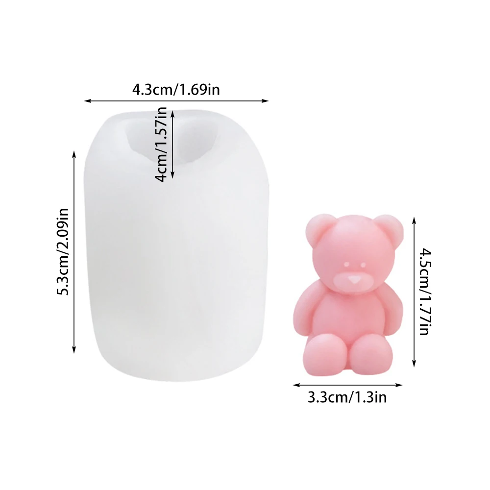 3D милая силиконовая форма в виде медведя из мультфильма для свечей ручная работа