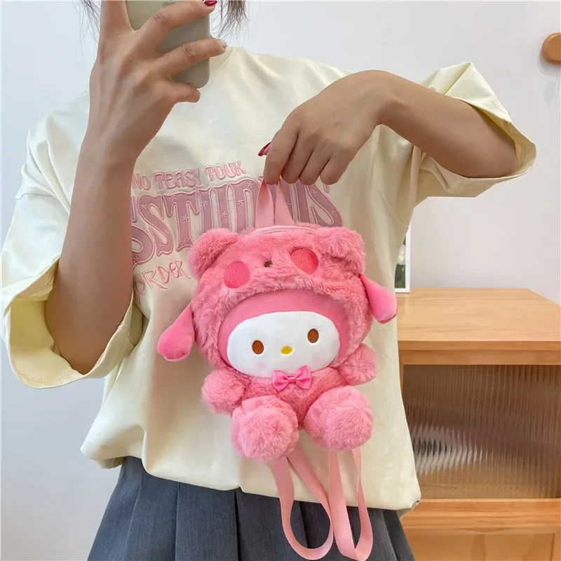 25 см Kawaii Sanrio плюшевый рюкзак аниме Kuromi Hello Kitty Cinnamoroll плюшевая сумка мультфильм