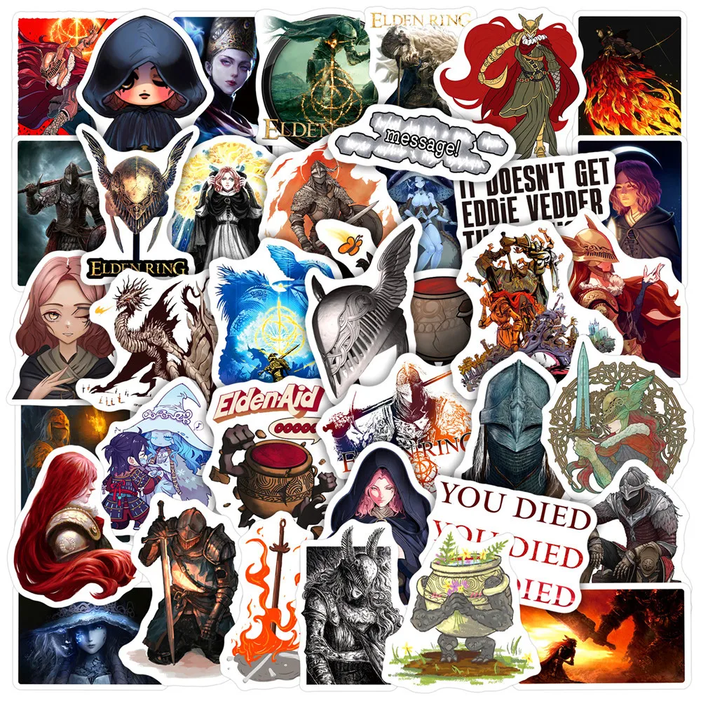 

10/50Pcs Anime Game Elden Ring Stickers Skateboard Laptop Phone Bike Car Luggage Cool Waterproof Toy Sticker for Kids