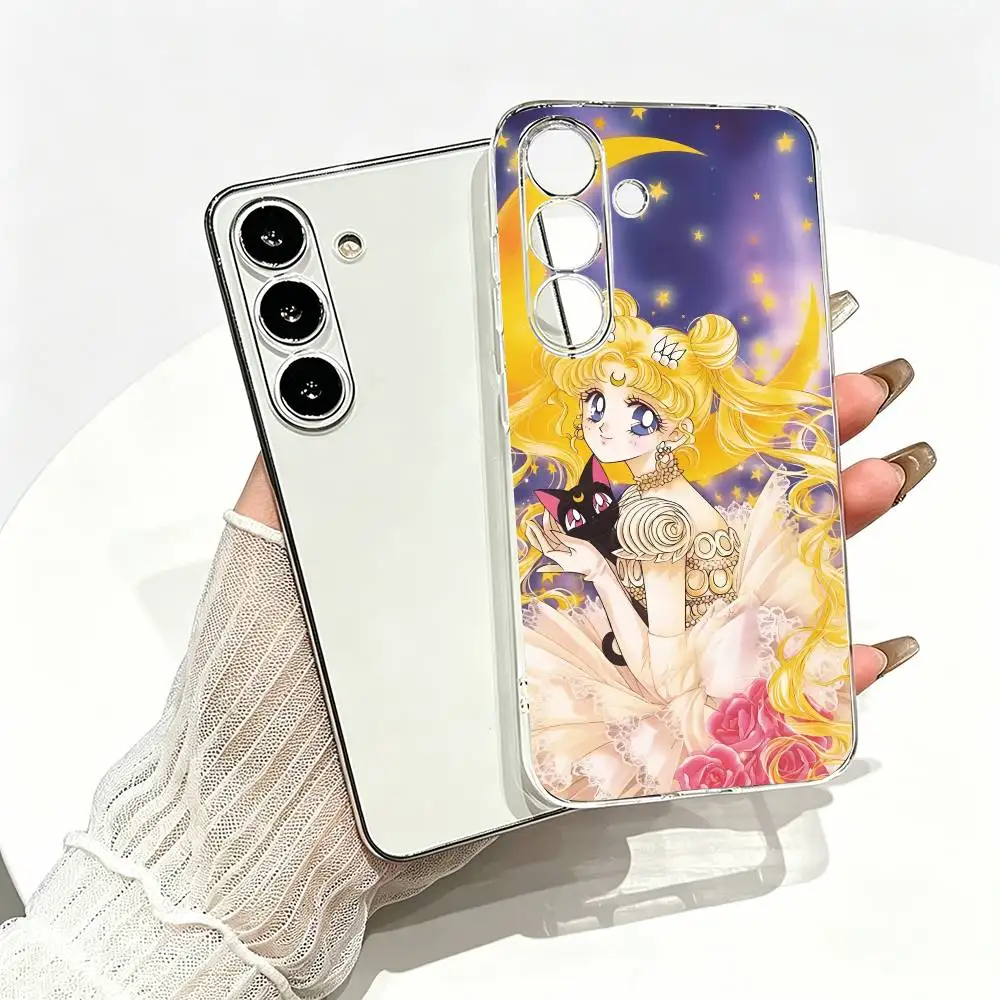 Фото Чехол для телефона с изображением аниме персонажей Sailor Moon (Сейлор Мун) и Usagi Tsukino, прозрачный, силиконовый, мягкий, для Samsung A10, 12, 20, 21S, 30, 31, 40, 50, 51, 52, 70, 71 №5