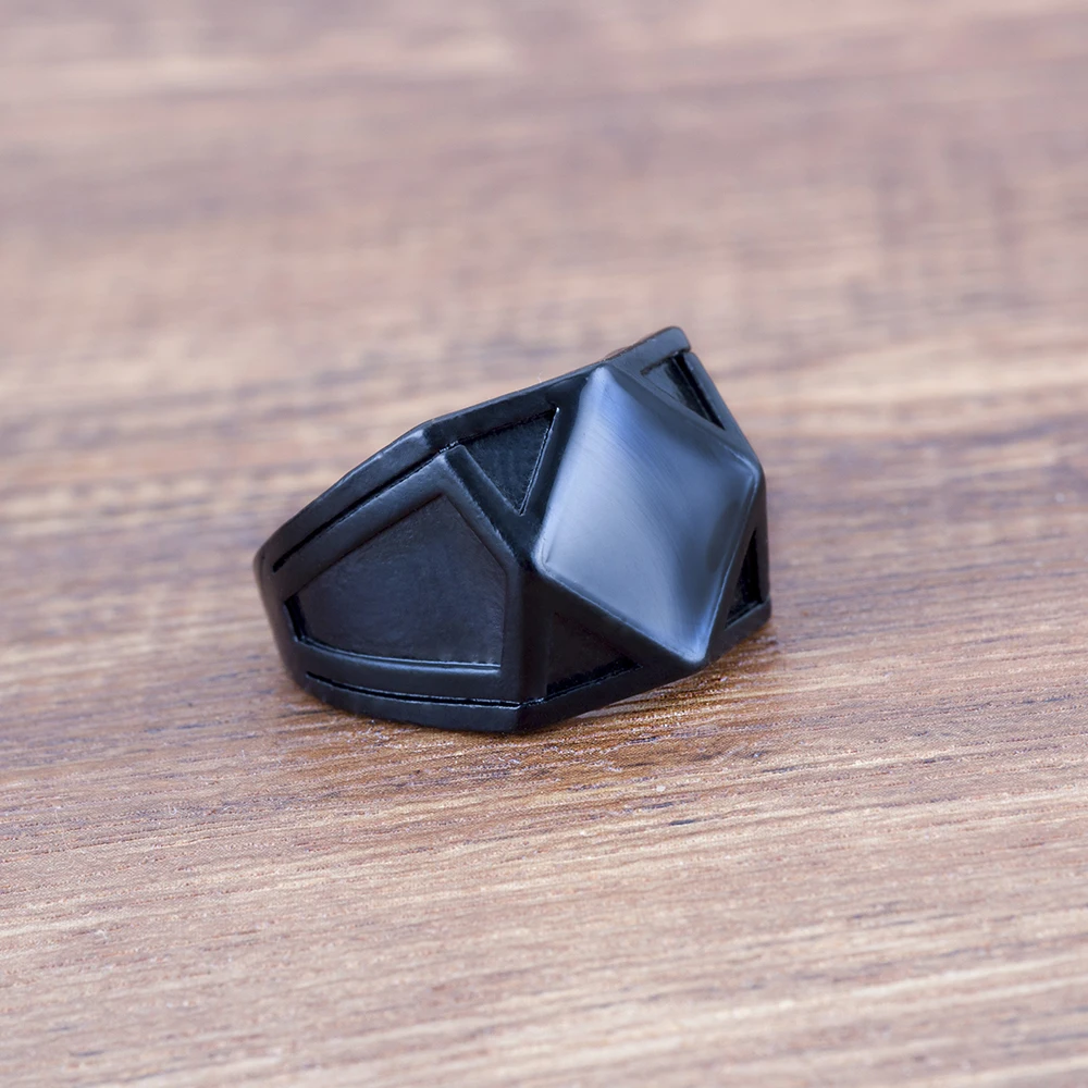 

New Hot Vintage Big Black Drop Glaze Ring for Men Fashion High Quality Jewelry