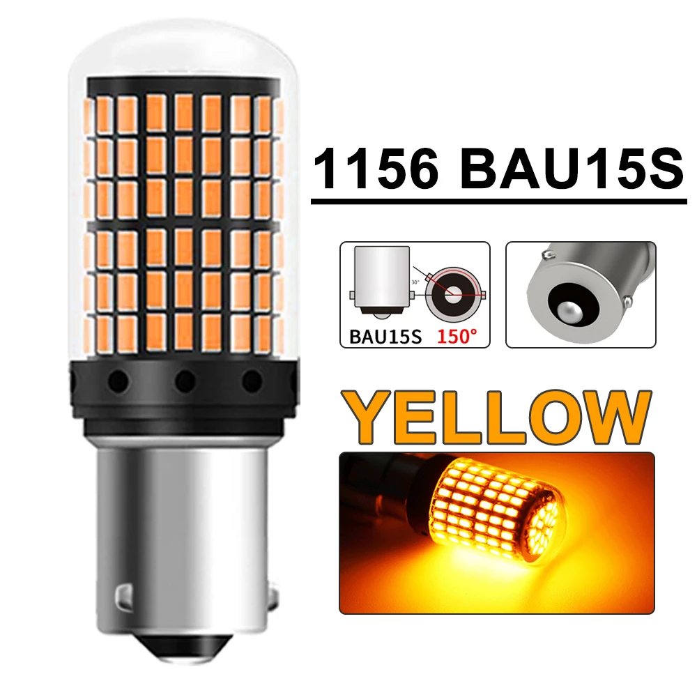 

1/2/3 шт. CANBUS 1156 BA15S BAU15S 7443 W21W Светодиодная лампа для автомобильного хвостового тормоза, указателя поворота 12 В 15 Вт 144SMD Белый Желтый Красный