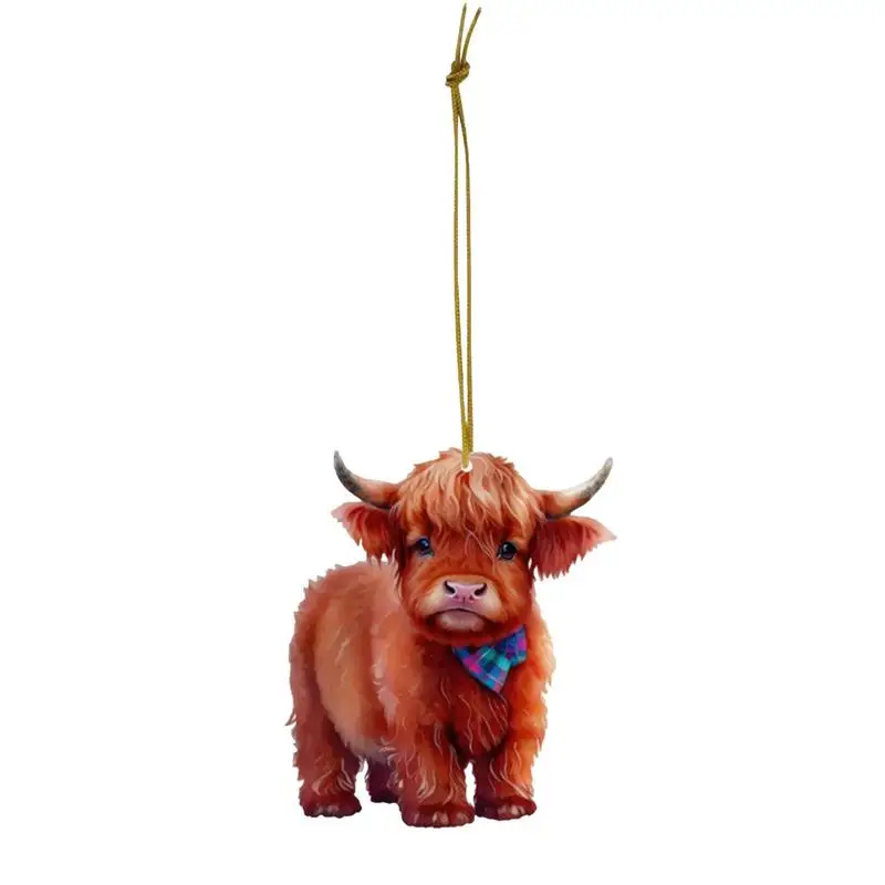 

Car Hanging Accessories Automotive Mirror Highland Cow Pendant Cute Vehicle Mirror Hanging Accessories Car Decorations Interior
