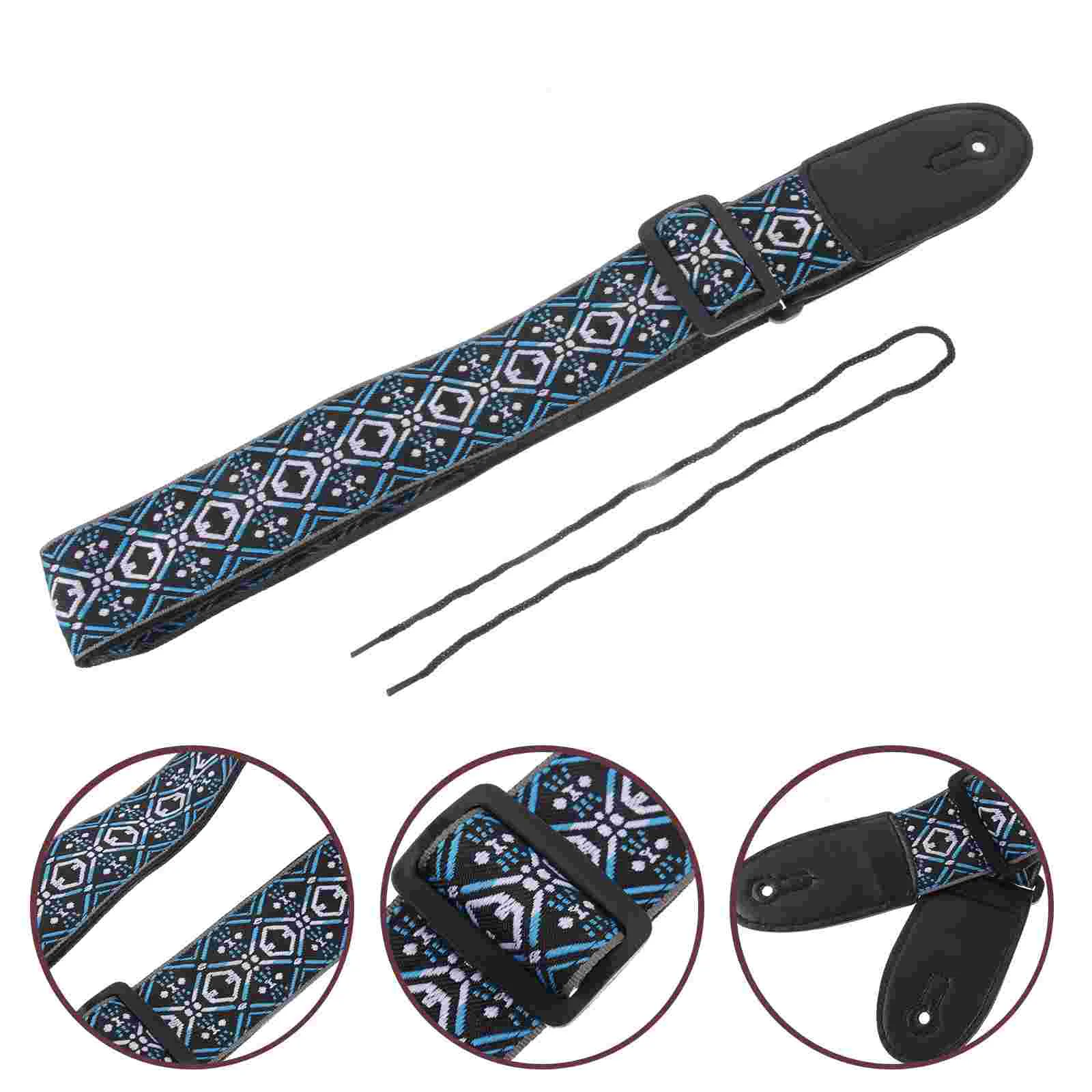 

Ukulele Strap Belt Adjustable Straps Shoulder Sling Blue Sash Instrument Accessories Vintage