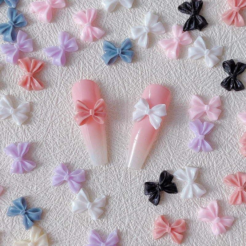 

50PCS 3D Acrylic Nail Art Bow Charms Kawaii Accessories Parts For DIY Nails Decoration Design Supplies Manicure Decor Material M