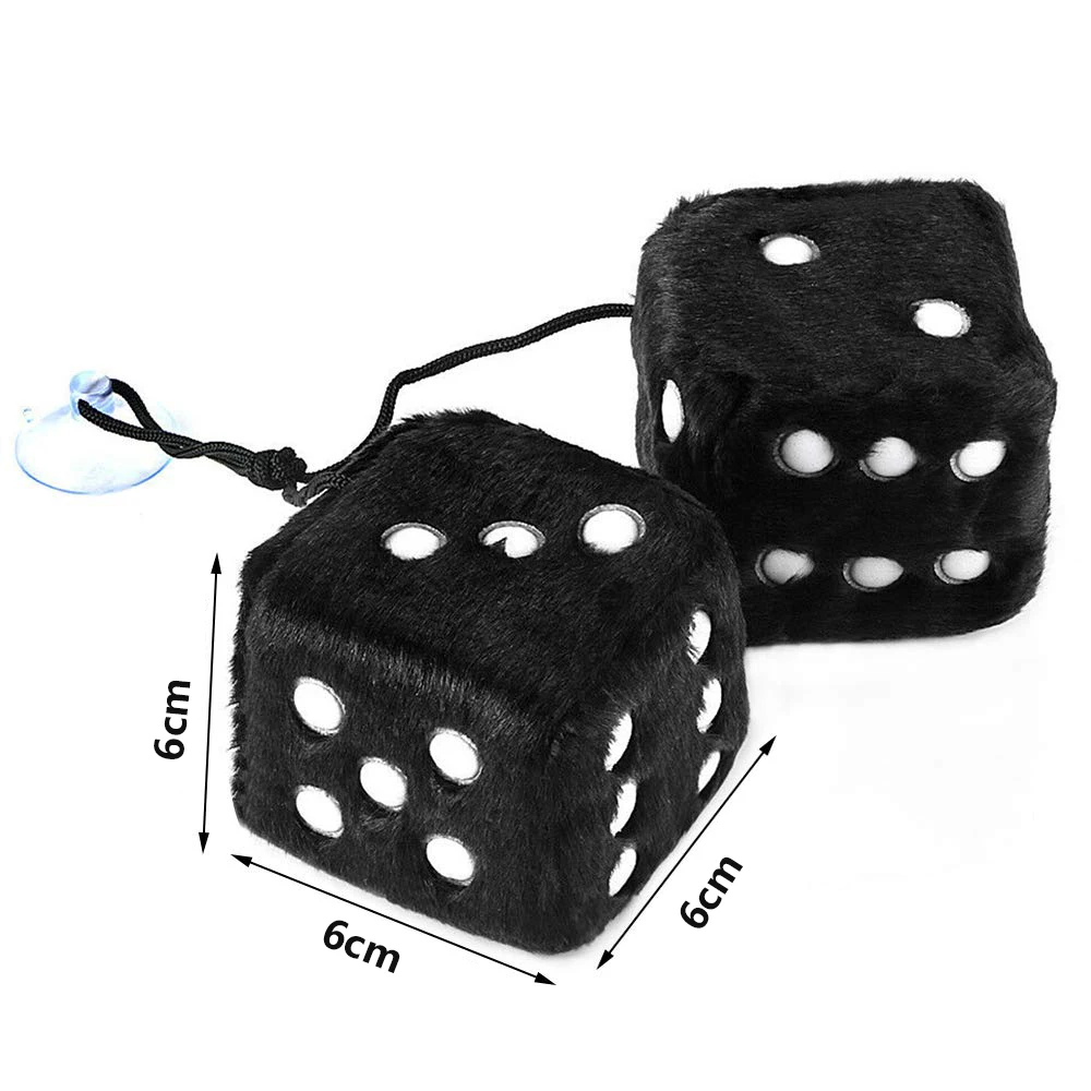 Пушистые плюшевые игральные кости для автомобильного зеркала пара розовых