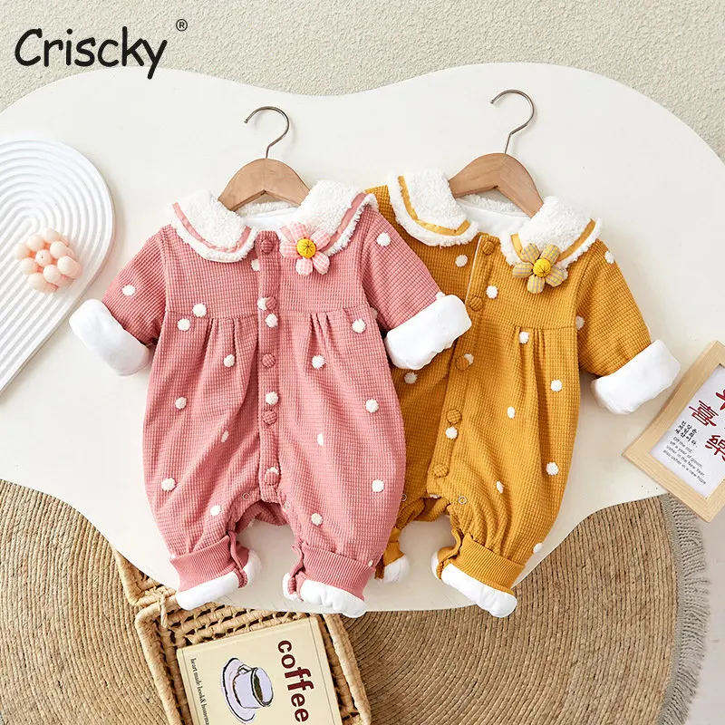 

Criscky Baby Clothes Newborn Jumpsuit Winter Thicken Fleece Clothes Warm Romper Jumpsuit Baby Jumpsuit baby girls Outerwear