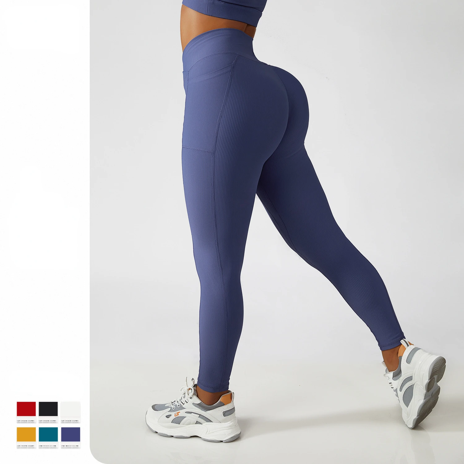 

Ribbed No Embarrassment Line Yoga Pants Summer High Waist Hips Professional Tight Peach Hip Running Pants