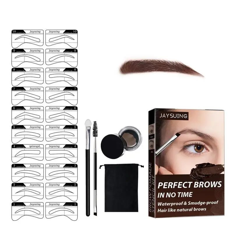 

Набор для формирования бровей и пудры, водостойкий Профессиональный макияж для женщин, трафарет для бровей и 20 шаблонов