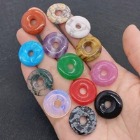high quality assorted natural stone fashion donut pendant beads 20mm for jewelry necklace earrings pendant accessories wholesale