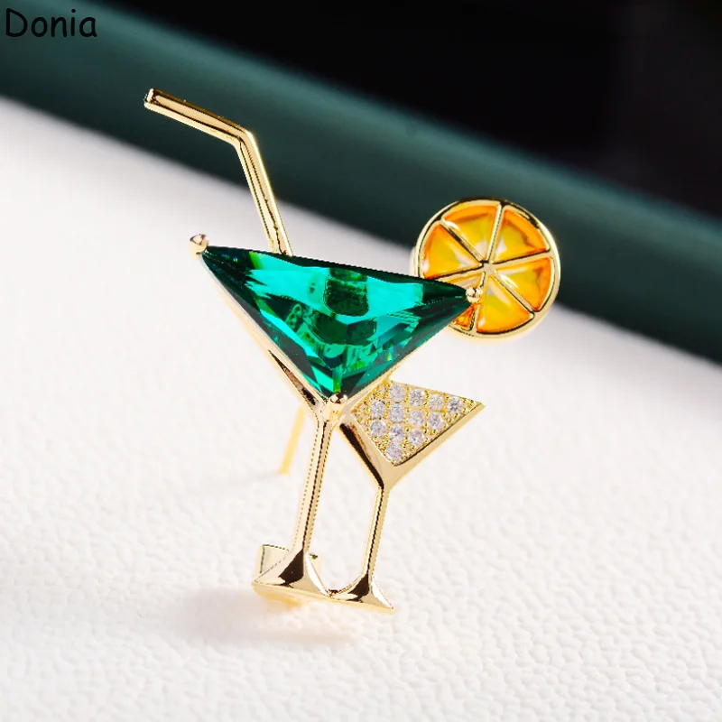 

Donia Jewelry Fashion Titanium Steel Micro-Inlaid AAA Color Zircon Cocktail Brooch Luxury Retro Pin