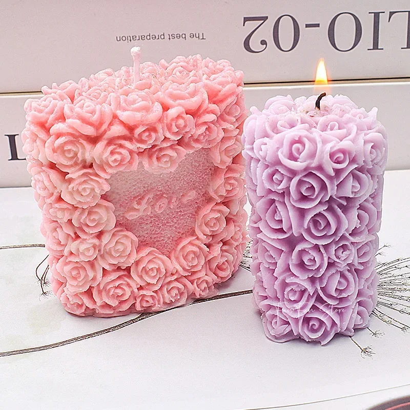 

Силиконовая форма для свечей «сделай сам», 3D формочка в виде столбика розы для изготовления свечей на День святого Валентина, ручная работа, искусственная смола, свадебное украшение, подарок