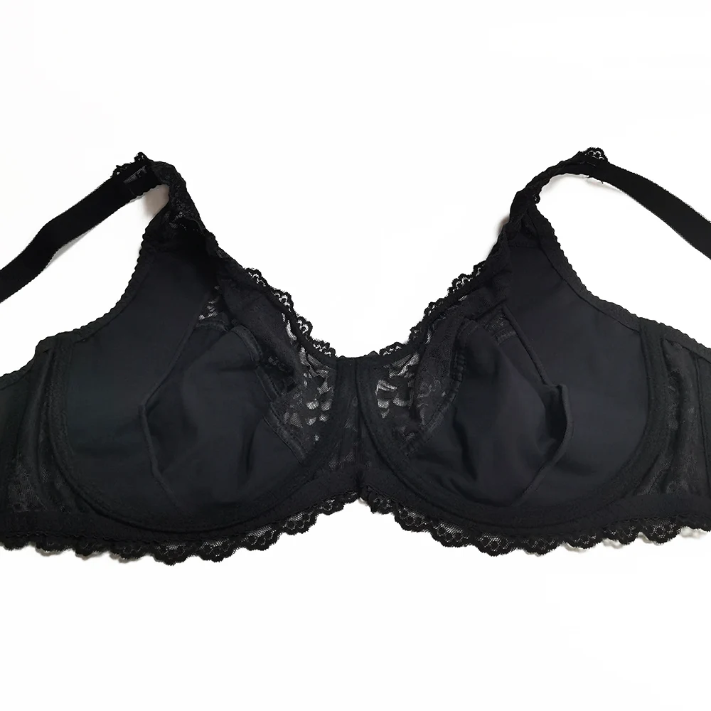 Women's Full Coverage Bras Underwire Unlined Plus Size Floral Lace Bra 34 36 38 40 42 44 46 C D E F G H I