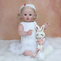 60 cm reborn baby doll 3d paint skin soft silicone for girl lifelike blond hair princess toddler art doll with vascular kid gift