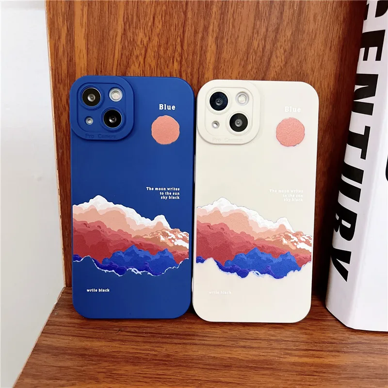 

Painted Sunset Soft Silicone Anti-fall Protective Shell Phone Case Cover For iPhone 13 12 MiNi 11 Pro Max XSMAX XR X 8 7 6s Plus