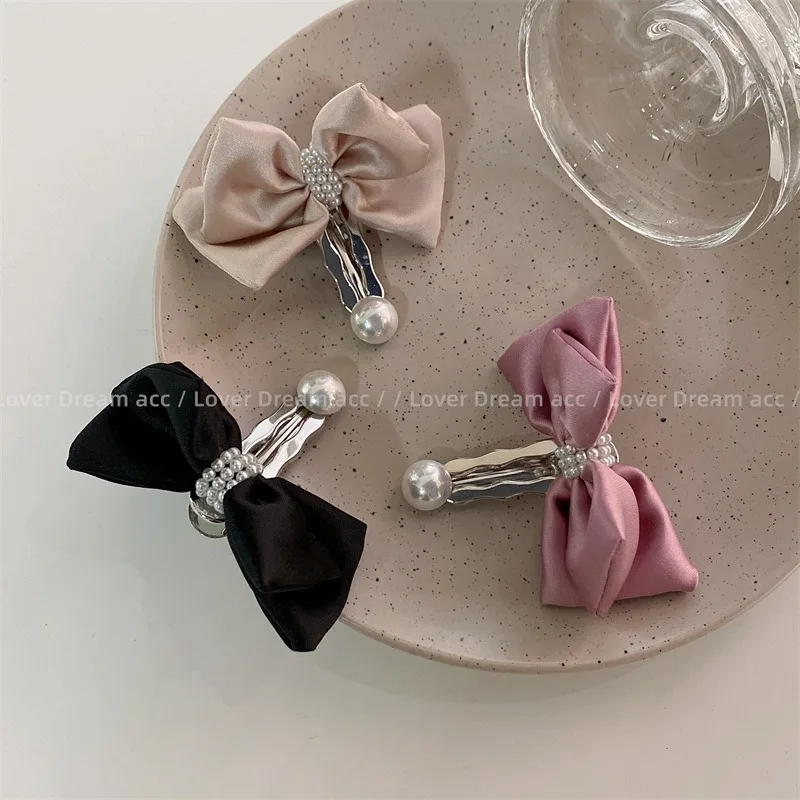 

Elegant Bow Ribbon Bobby Pin Hair Clip Kawaii Bowknot Fashion Simple Solid Satin Spring Barrettes Cute Headband Hairpins Girls