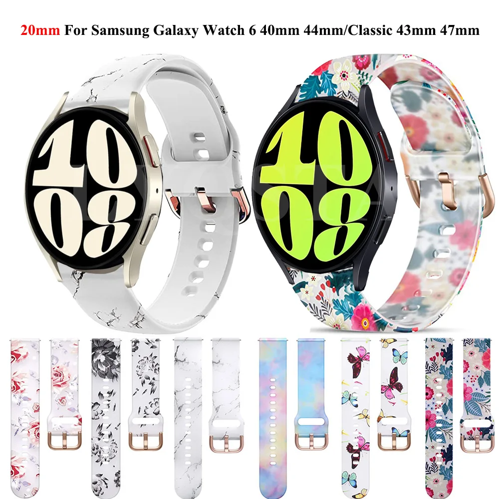 

Print Silicone Sport Straps For Samsung Galaxy Watch 6 5 40mm 44mm/Watch6 Classic 43mm 47mm Bracelet Smartwatch Wristbands Strap