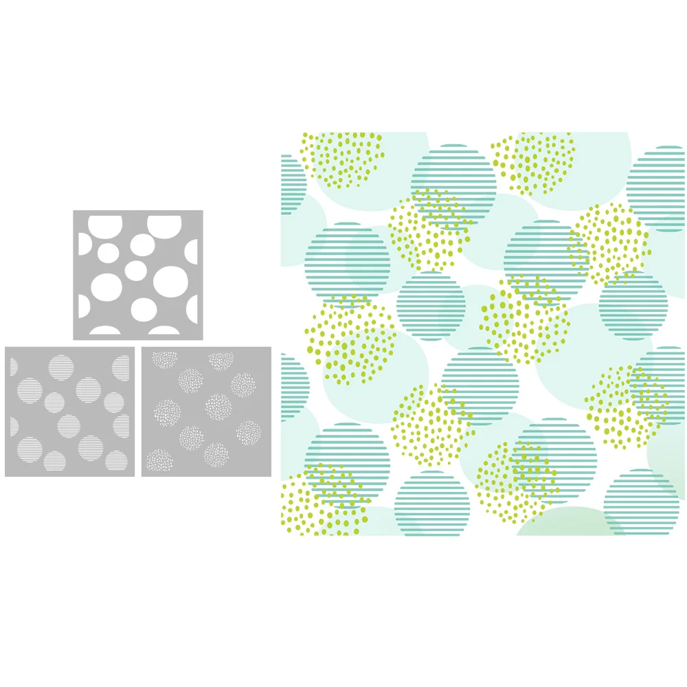 

MangoCraft 3PCs Round Rippling Lines Plastic Stencil For Decor DIY Scrapbooking Supplies Background Stencils For Paper Cards