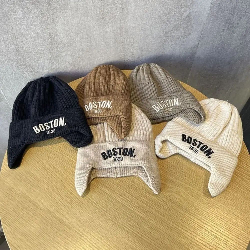 Зимняя теплая шерсть ​ Детская шапка мягкая для защиты ушей шерстяные вязаные