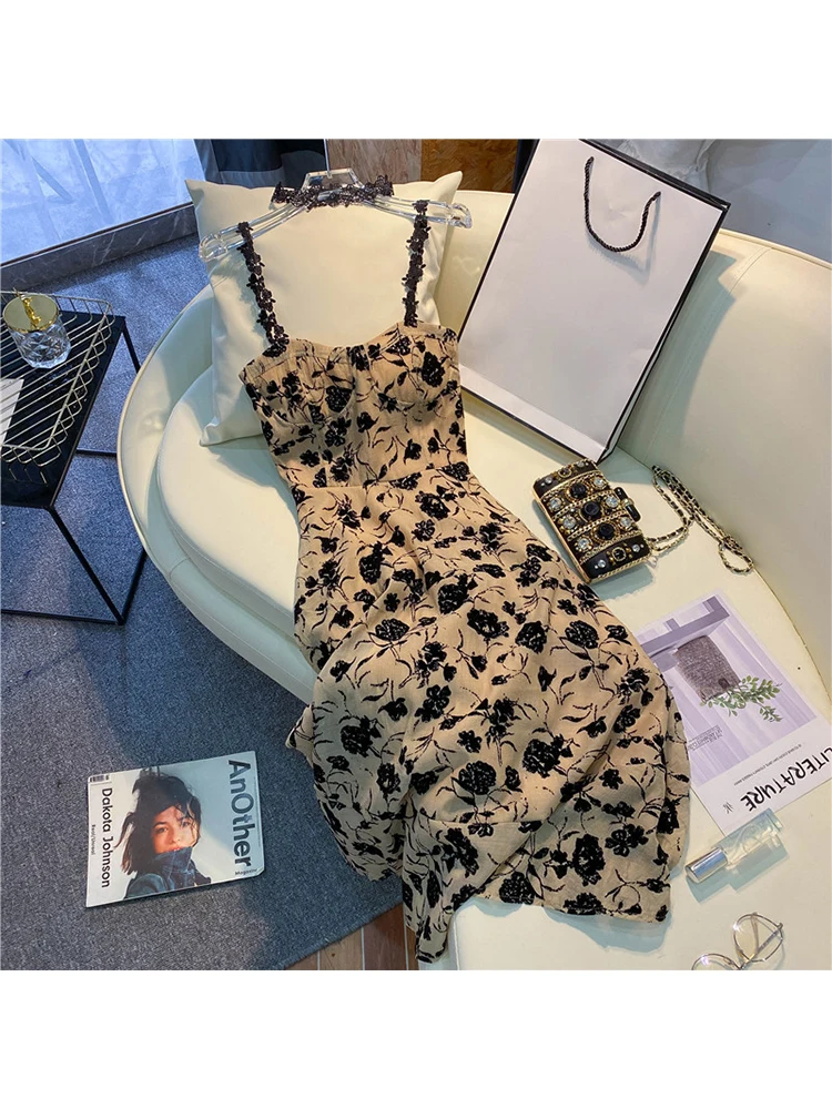 Новинка 2023 модное женское платье в французском стиле длинное летнее винтажное