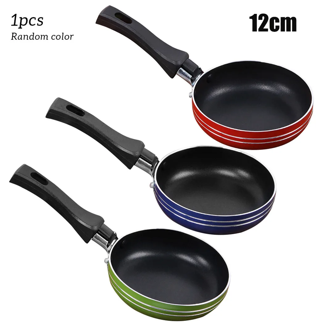 Mini Frying Pan Non-Stick Thickened Stainless Steel Frypan Pot Fried Eggs Saucepan 12cm/14cm/16cm Random Color Kitchen Cookware