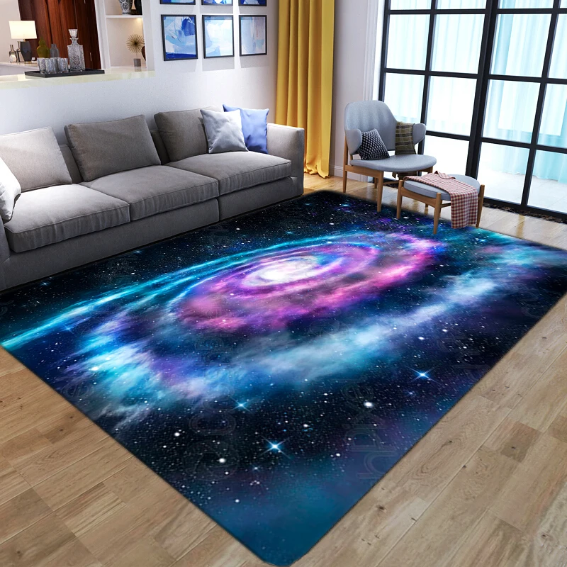 Gorgeous Galaxy Rugs And Carpets For Home Living Room Floor Mat Anti-Slip Teenager Flannel Bedroom Bedside Decoration Vortex Rug