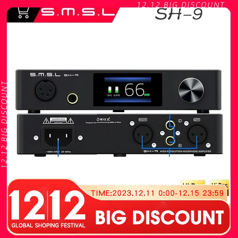 

SMSL SH-9 Headphone Amplifier THX AAA Technology RCA/XLR Input 6.35MM Balanced Headphone Amplifier SH9