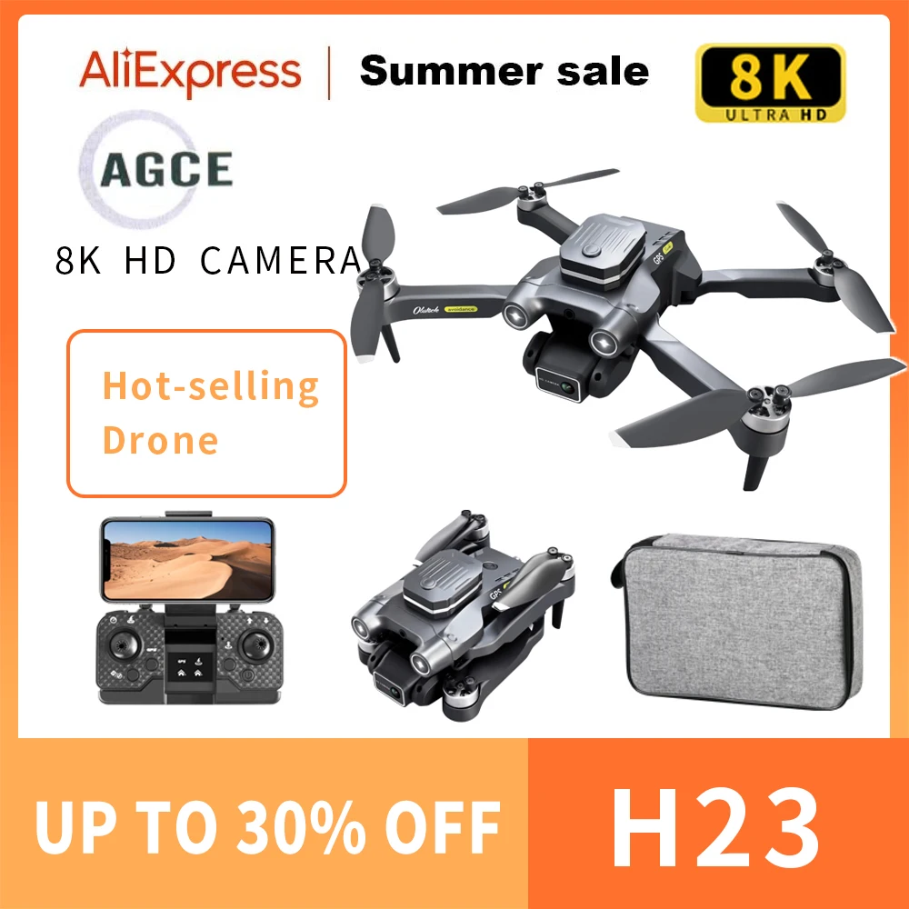 

AGCE H23 GPS Дрон 8K HD Двойная камера обход препятствий бесщеточный двигатель Профессиональный брикет складной Квадрокоптер