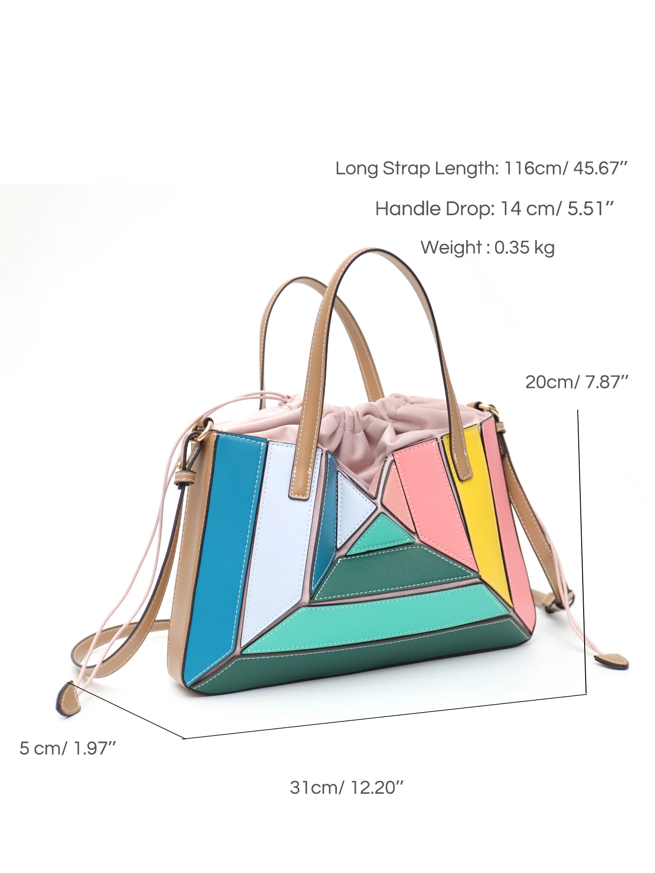 CEZIRA MultiColor Patchwork Design PU Vegan Leather Handbags Women Fashion Chic Top-handle Bucket Bags Cross body Shoulder Purse