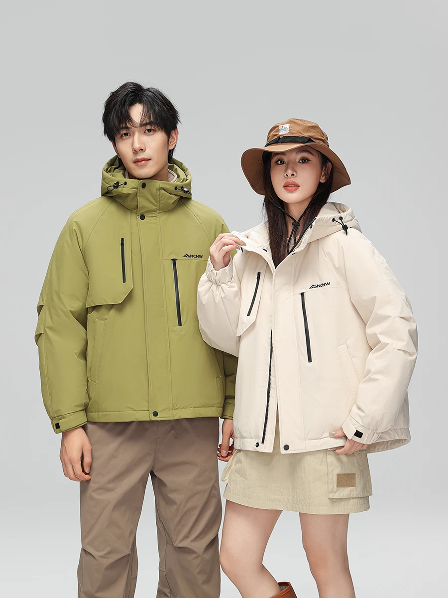 Didiaoshehua COUPLE'S Outdoor Sports Down jacket Lightweight Warm Short Hood Duck down Winter