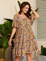 2022 new women plus size dress floral larges big plussize streetwear clothes clothing casual wear for female suits