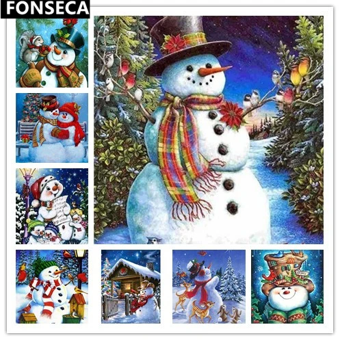 

Christmas Diamond Painting Cartoon Diamond Embroidery Christmas Rhinestone Cross Stitch Snowman 5D Diy Embroidery Home Decoratio
