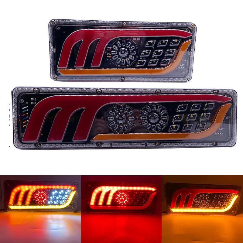 

2pcs LED Truck Tail Lights12V/24V super bright Trailer Brake Lights Rear Dynamic Running Turn Signal Reverse Lamp Lorry Taillig