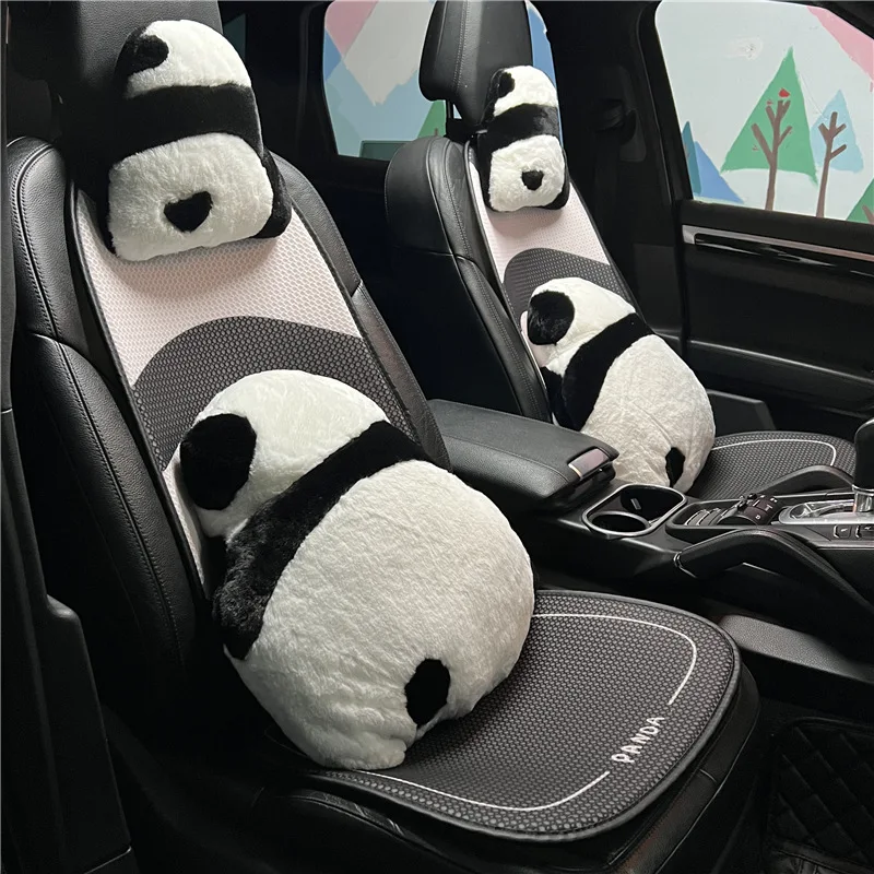 Car seat ice silk cushion cute panda four seasons universal seat cushion summer non-slip breathable butt pad car accessories