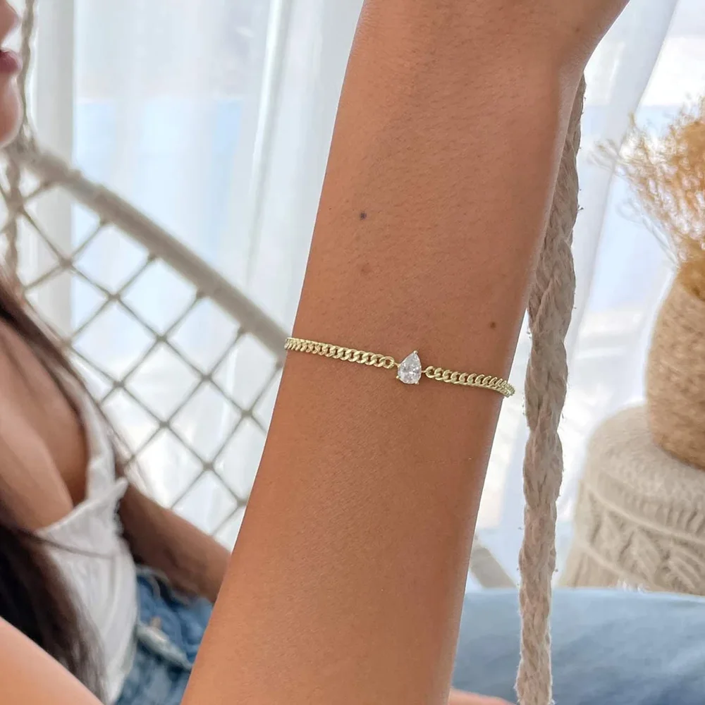 Stonefans минималистичный браслет-цепочка в форме капли для женщин 2024 изысканный