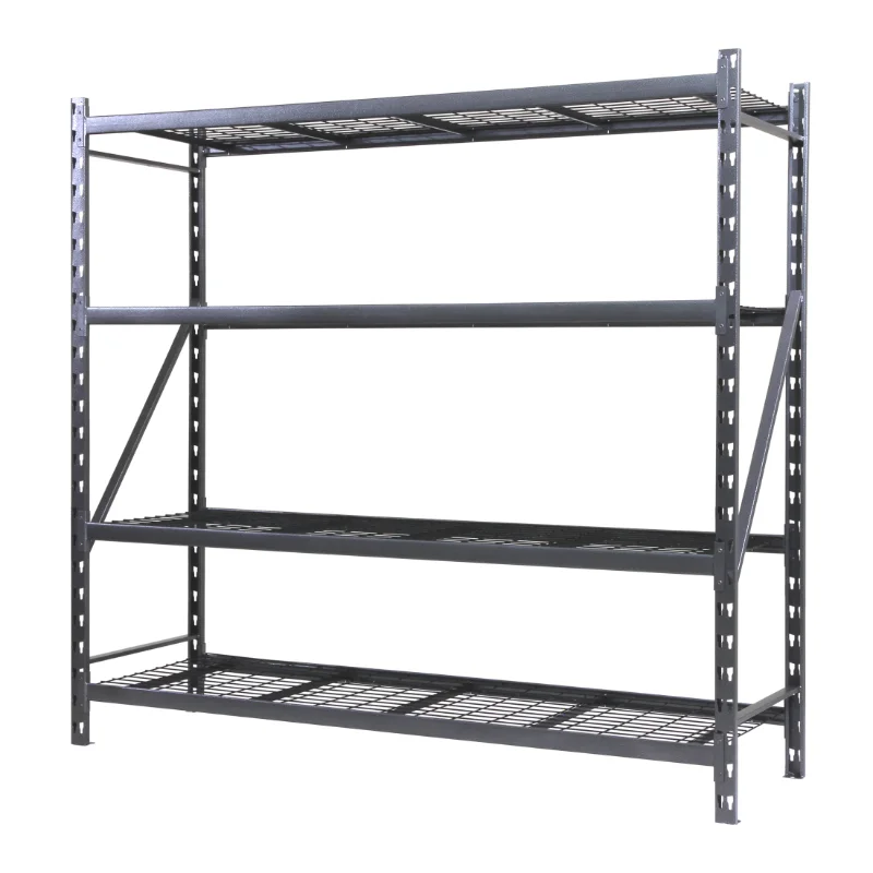 

Stronghold Garage Gear Heavy Duty 4-Shelf Metal Rack with Wire Decking in Textured Gray, 1000lbs per shelf