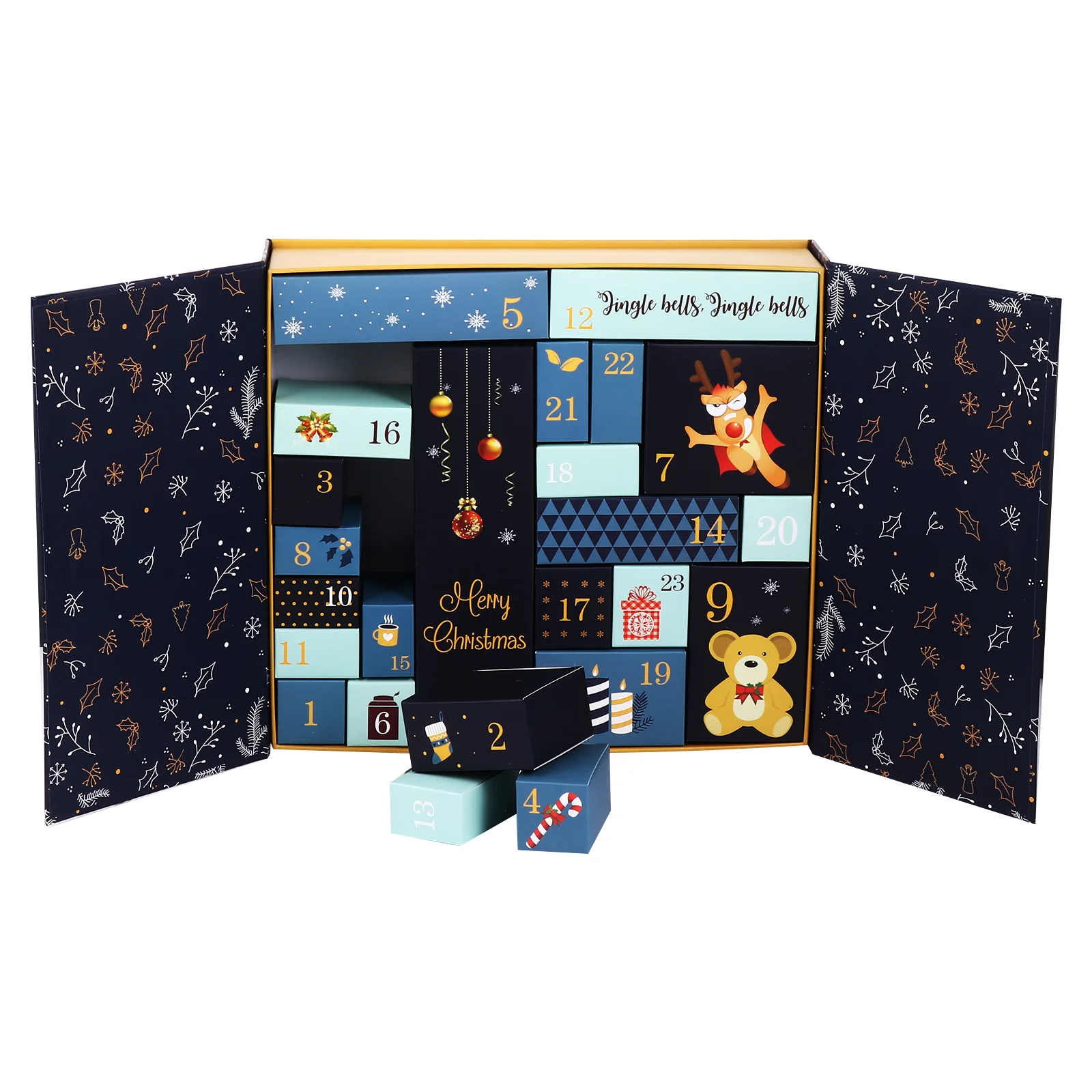 

Рождественская Подарочная коробка, держатель для хранения, календарь на Рождество, один медный бумажный контейнер