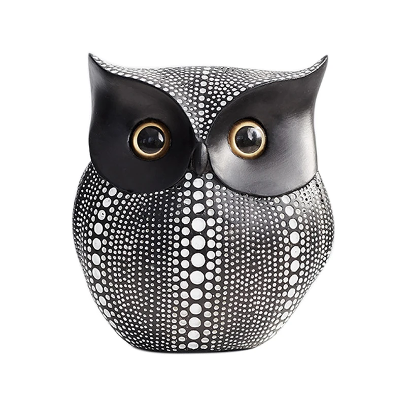 

White Black Owl Animal Figurines Resin Statue Minimalist Crafts Home Decoration Miniature Living Room Ornaments Crafts