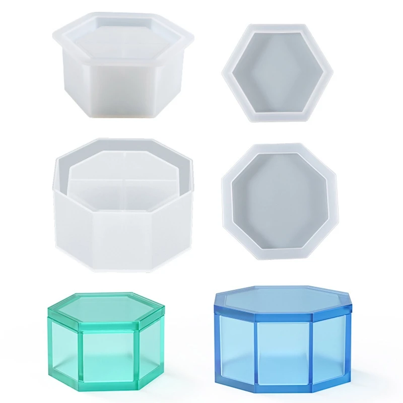 

Box Resin Molds Jewelry Box Mold Octagon Shape Silicone Mold Hexagon Storage Box Mold for Making Jewelry Holder with Lid T8DE