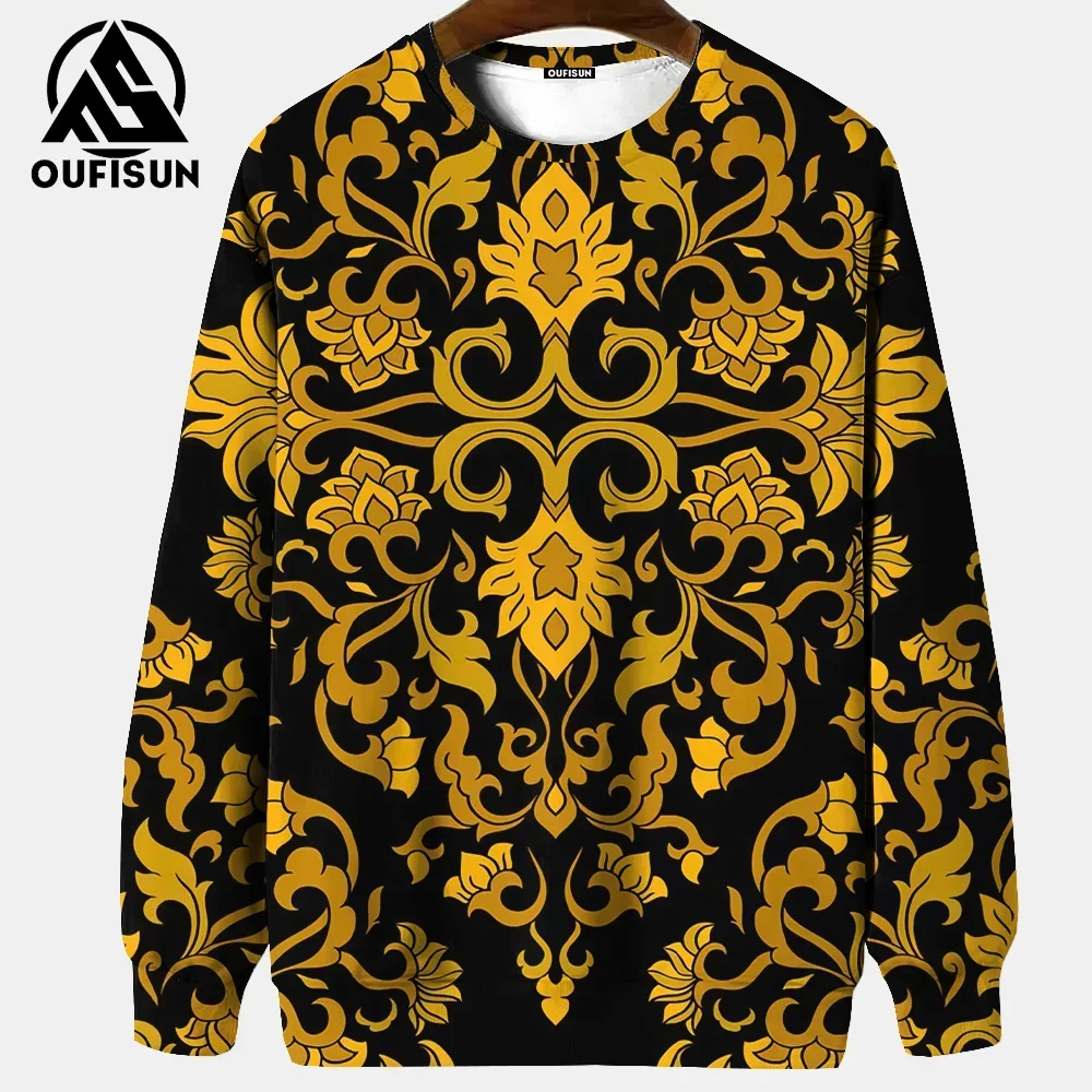 Винтажная Мужская толстовка футболка с длинным рукавом и 3D-принтом в стиле