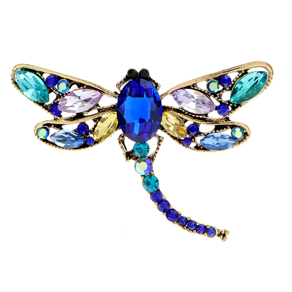 

Blue Crystal Vintage Small Dragonfly Brooches for Women Fashion Insect Brooch Pins Coat Accessories Animal Jewelry Gifts