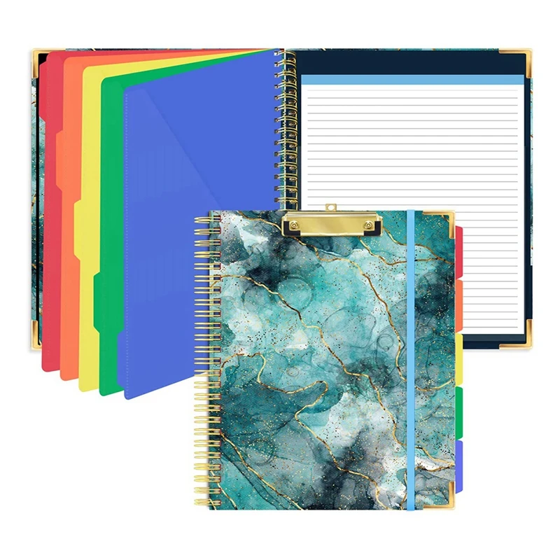 

Paper Clipboard With Refillable Lined Notepad For Size(11.5X8.5Inch), 5 Extra Colour Storage Dividers With 10 Pockets C
