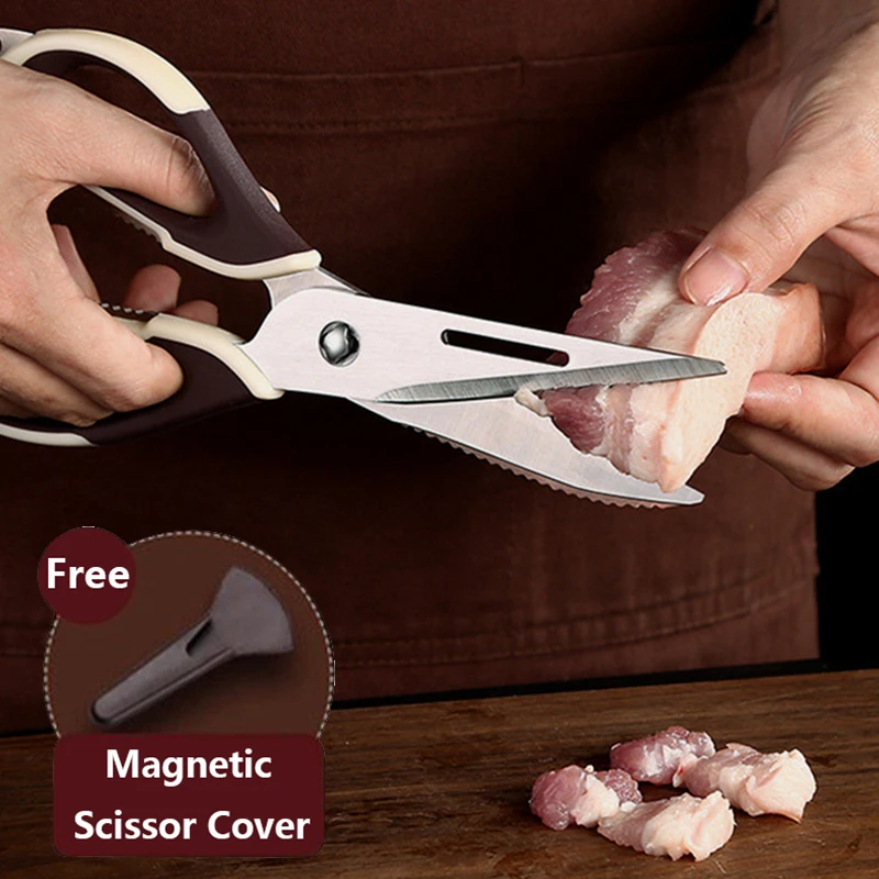 Многофункциональные кухонные ножницы с крышкой домашние для еды из нержавеющей