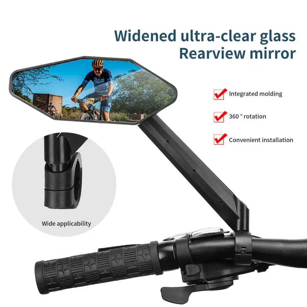 

Rearview Mirror Durable HD-compatible No Dead Angle Handlebar Mount Adjustable Bike Mirror Cycling Accessories