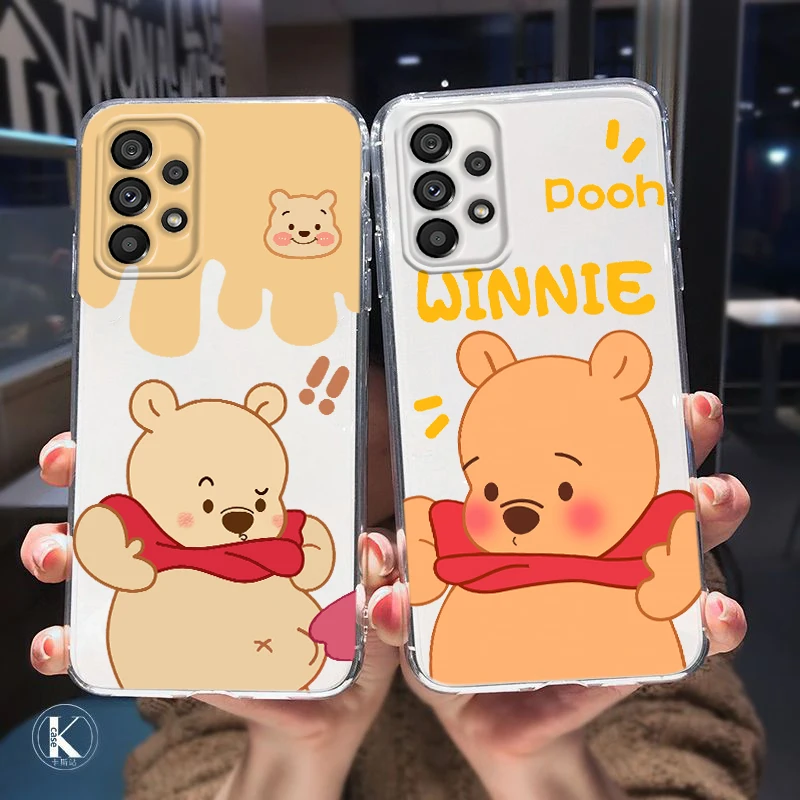 

Disney Winnie the Pooh Phone Case For Samsung A01 A11 A21 A31 A41 A51 A71 A81 A91 A42 A12 A02S Transparent luxury Silicone Soft